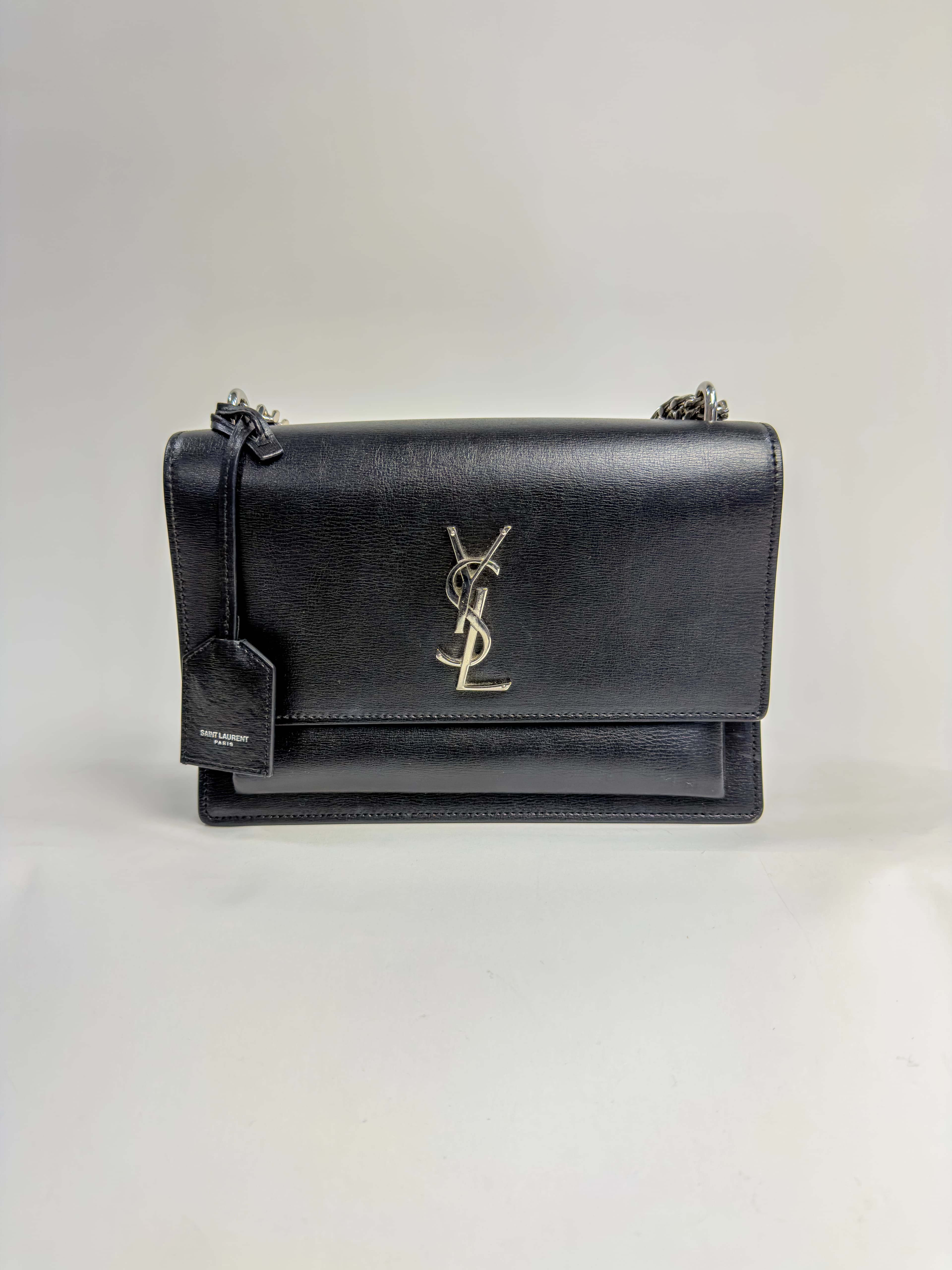 생로랑 선셋 체인 숄더백 미디움 블랙